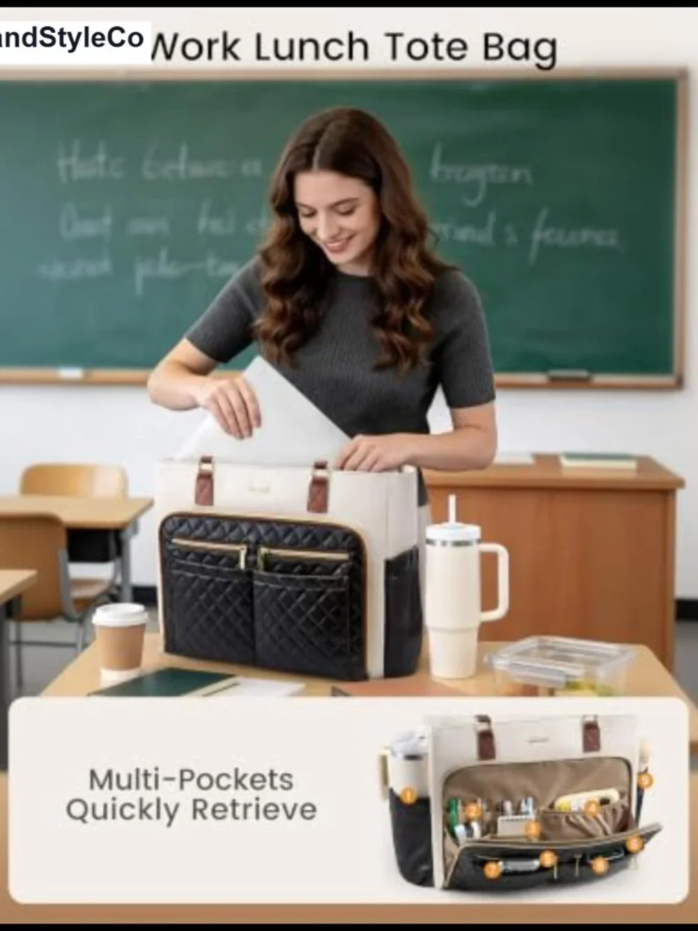 PU Leather Insulated Lunch Tote Work Bag